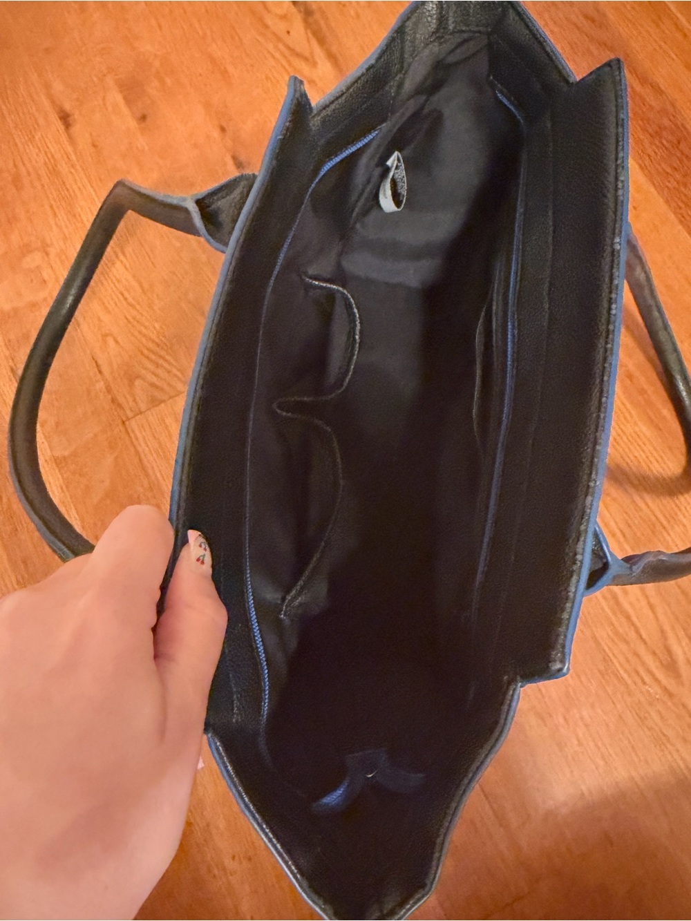 Nine West Black & White Leather Tote Bag - Picture 3 of 4